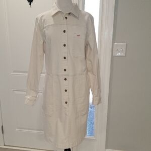 Duluth Trading Co Off-White Button-Down Dress